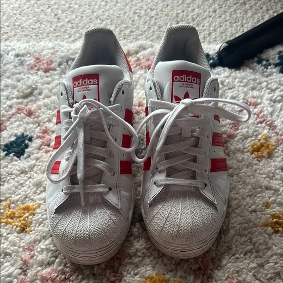 adidas | Shoes | Adidas Shell Toes White And Red Sneakers | Poshmark